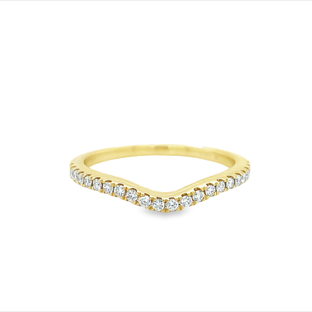 Beautiful, stackable 18k yellow gold ring! Bezel-set with dazzling 0.20 ct diamonds around a 1.6 mm band; the style and elegance will enthrall your senses. Size 6 (resizable).