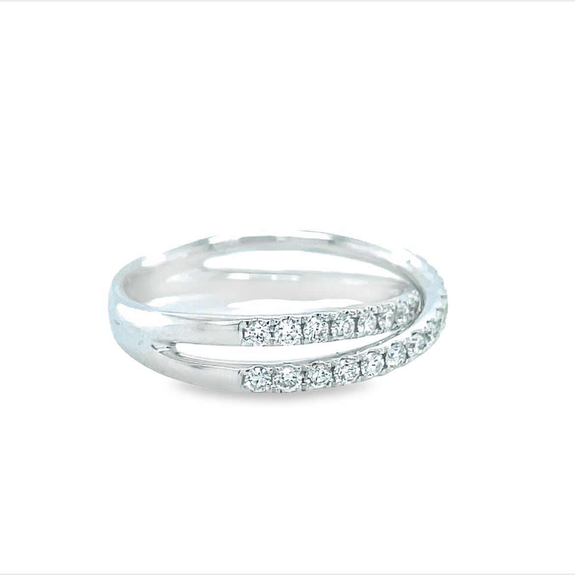 Fashion Criss Cross Diamond Ring Side view