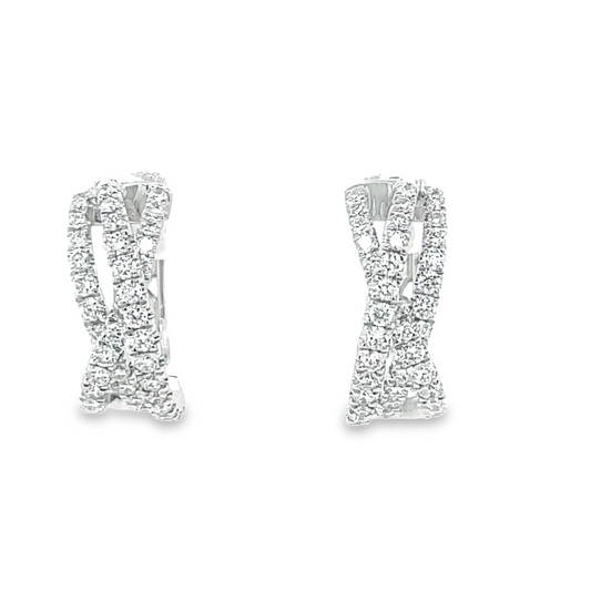 18K Diamond Criss Cross Hoop Front view 