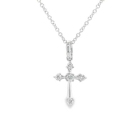 Dainty Diamond Cross Pendant Necklace Front view
