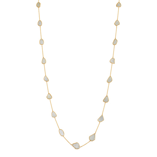 Front view of 18k Yellow Gold Organic Diamond Slice Necklace 1.30 cts