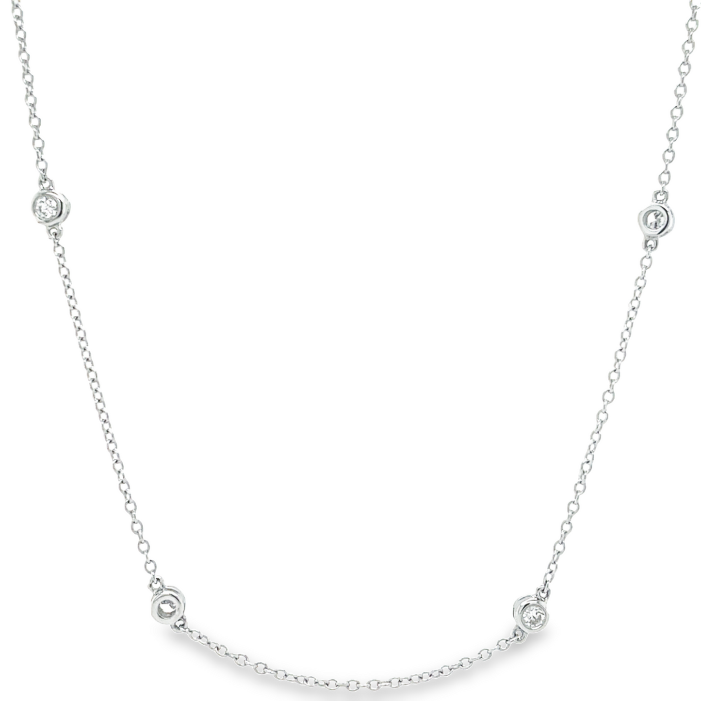 Front view of 14k White Gold Diamond by the Yard Necklace 0.44 cts