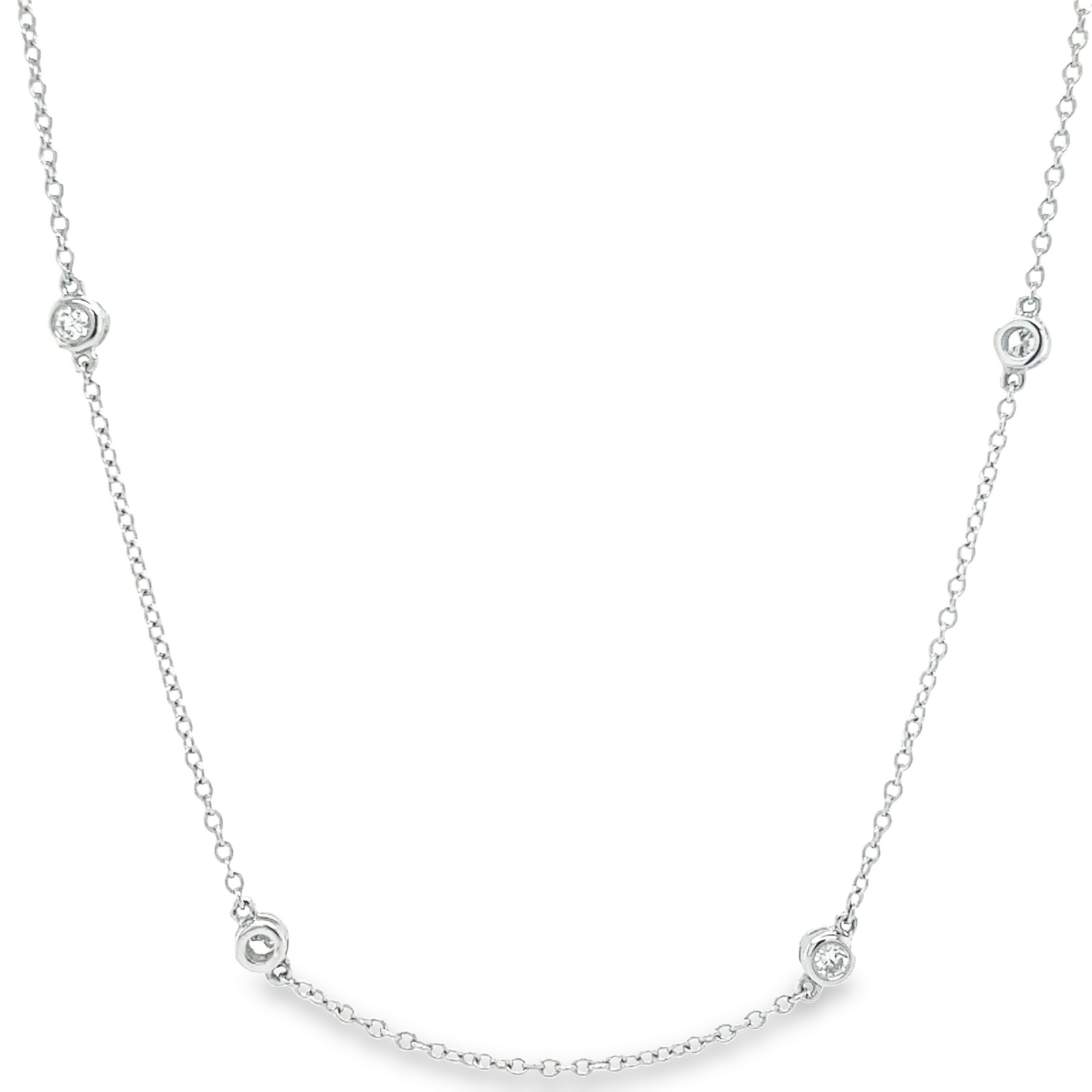 Front view of 14k White Gold Diamond by the Yard Necklace 0.44 cts