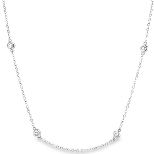 Front view of 14k White Gold Diamond by the Yard Necklace 0.44 cts