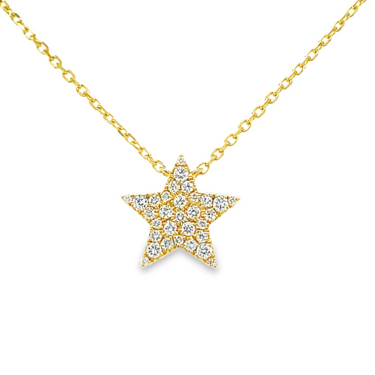 Diamond Pave Star Pendant Necklace Front view 