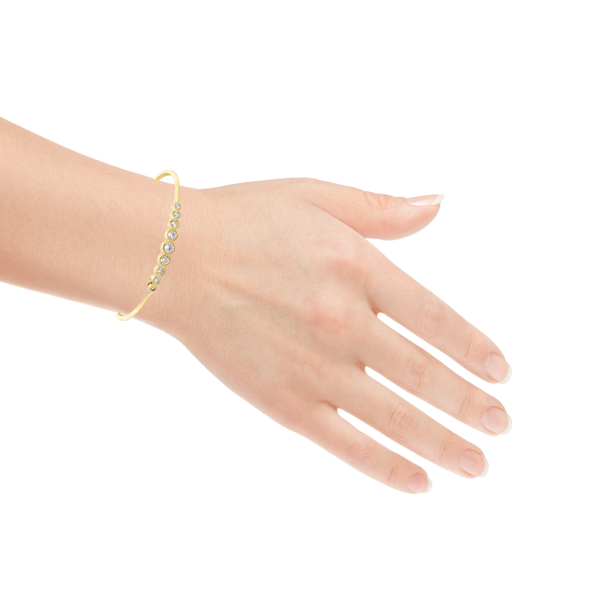 Try on view of Graduated Diamond Bangle Bracelet 0.64 cts 
