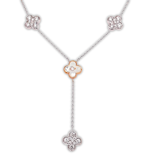 Flower Motif Long Diamond Necklace