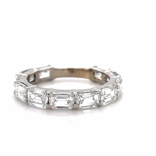 Emerald Cut East-West Anniversary Band Top view 