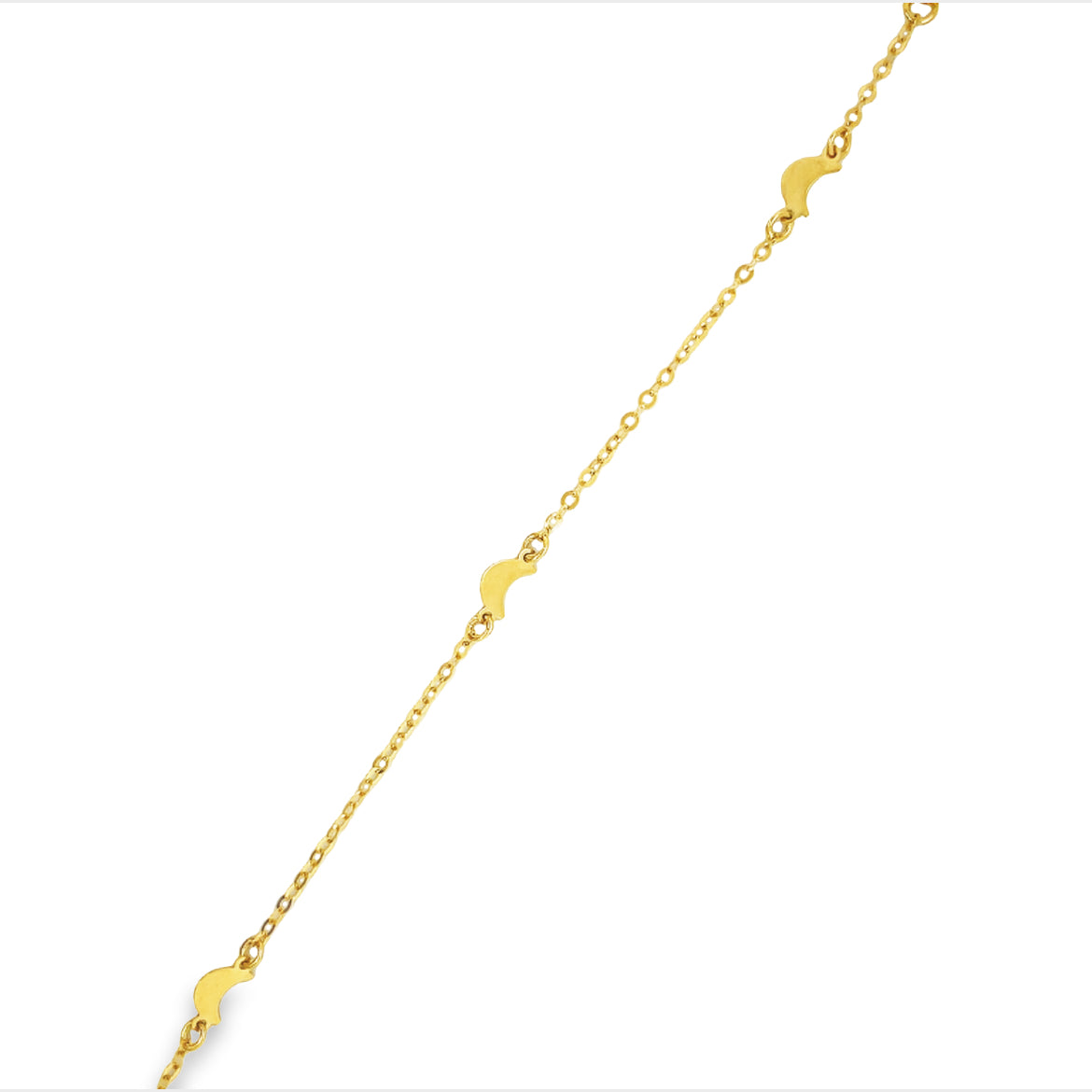 Three Small Moons Dainty Gold Bracelet Top view