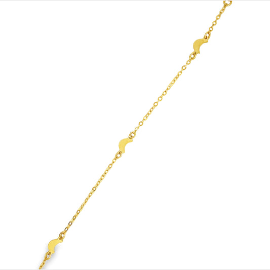 Three Small Moons Dainty Gold Bracelet Top view
