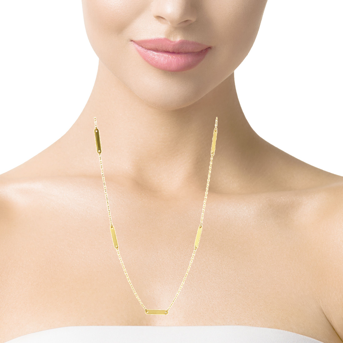 Italian 18k Yellow Gold Five Station Bar Necklace