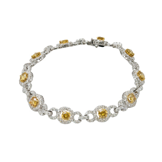 Top view of 18k White Gold Fancy Yellow & White Diamond Bracelet