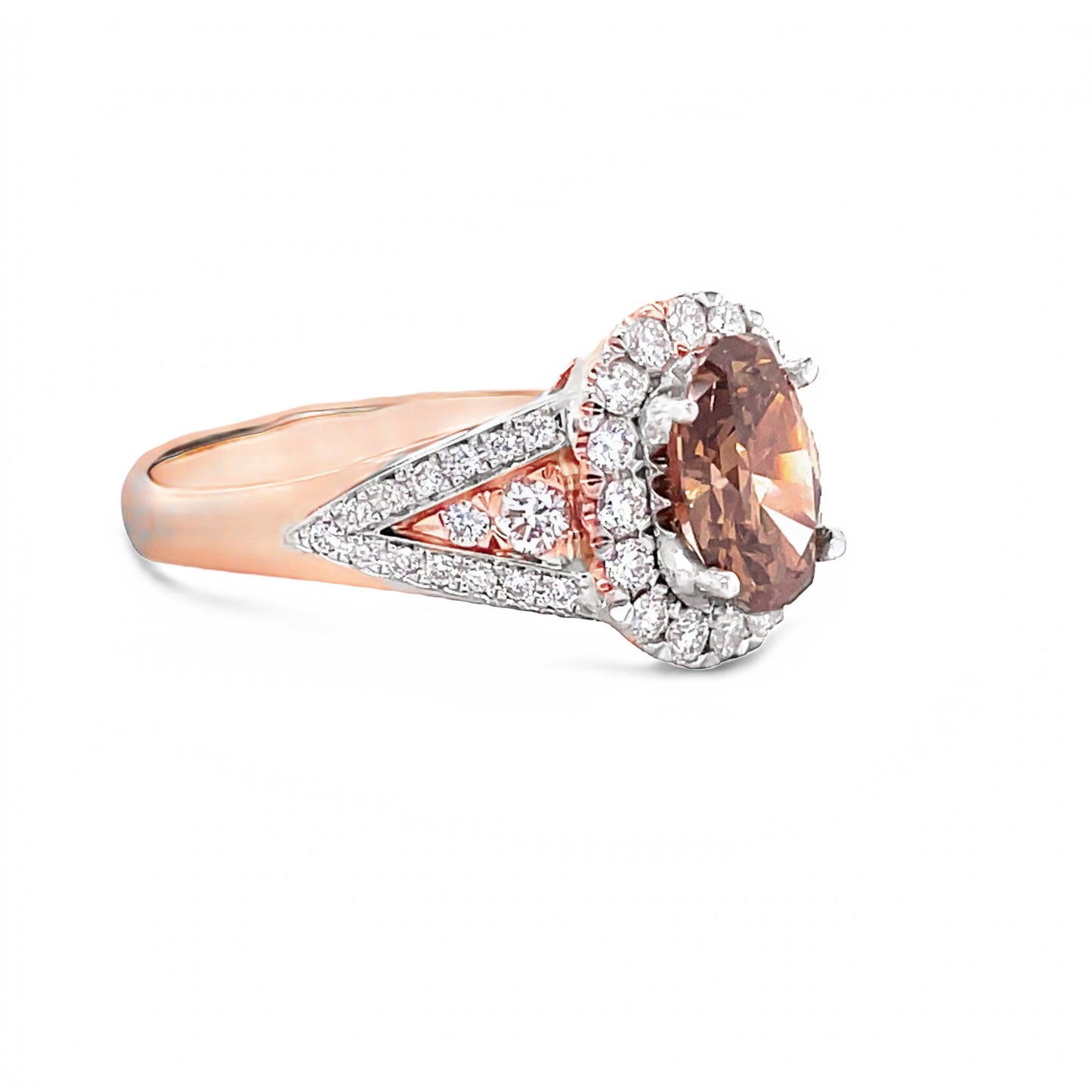 Natural Fancy Brown Diamond Ring Side view 