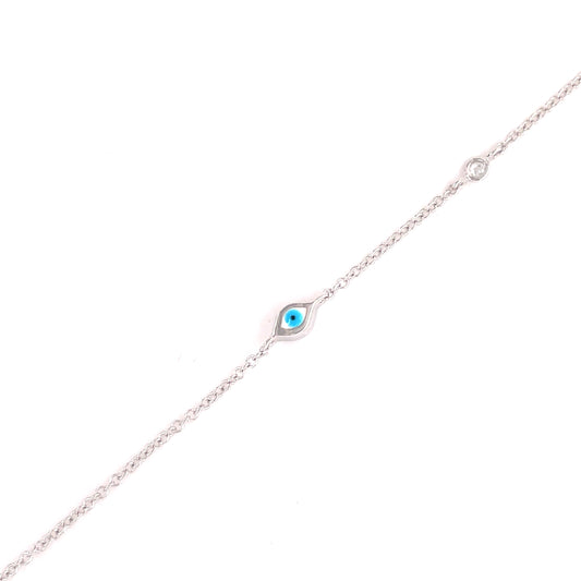Front view of One Diamond Evil Eye Bracelet