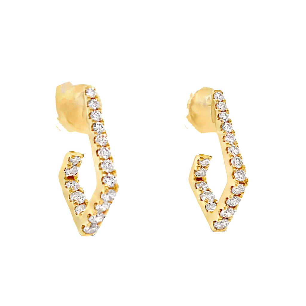 Great look  18k yellow gold  Secure friction backs   Round diamonds 0.70 cts  High quality diamonds F/G color   18.00 x 13.50 mm 