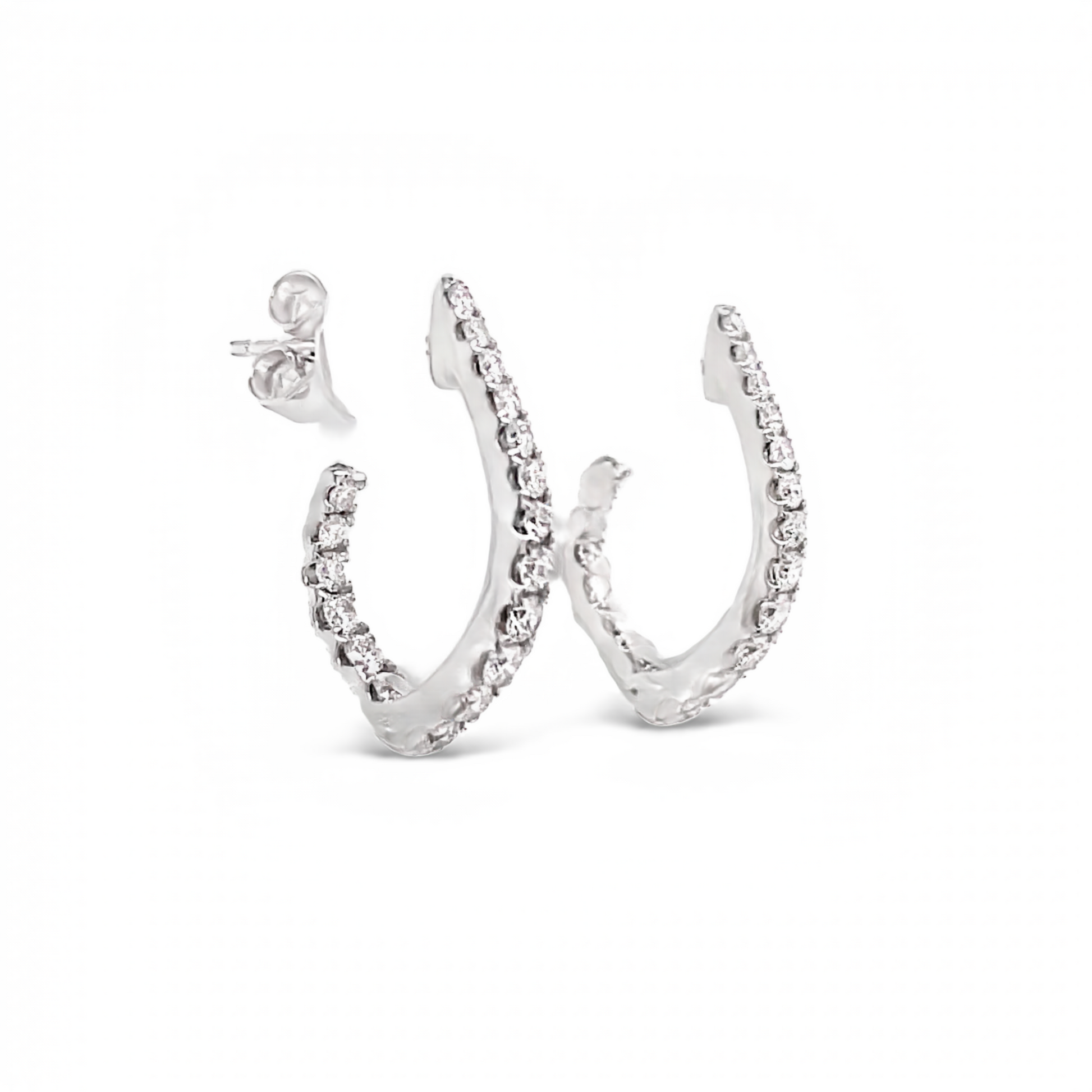 Inside Out Diamond Point Hoop White Gold Earrings Side view 
