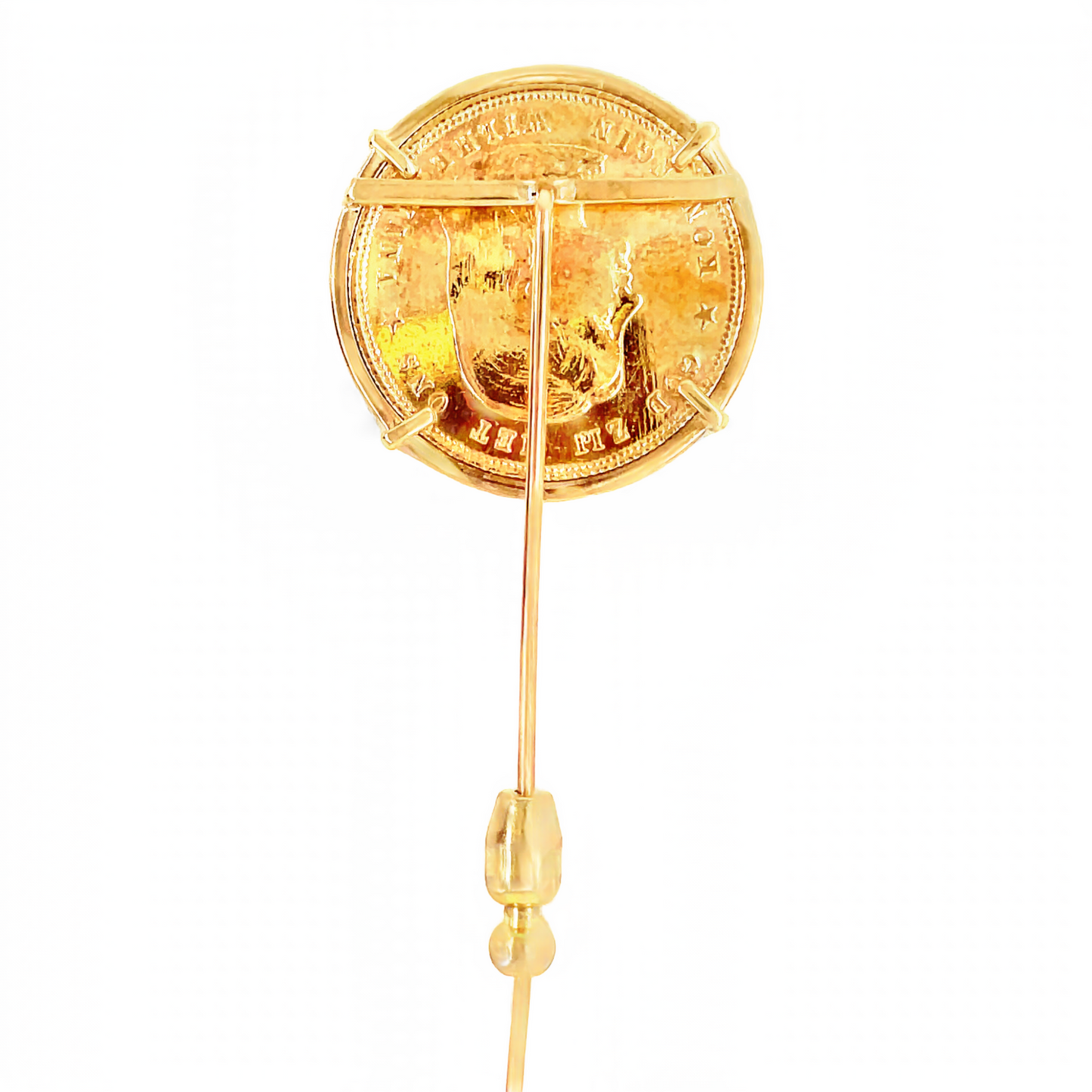Yellow Gold Netherland Coin Pin Back View