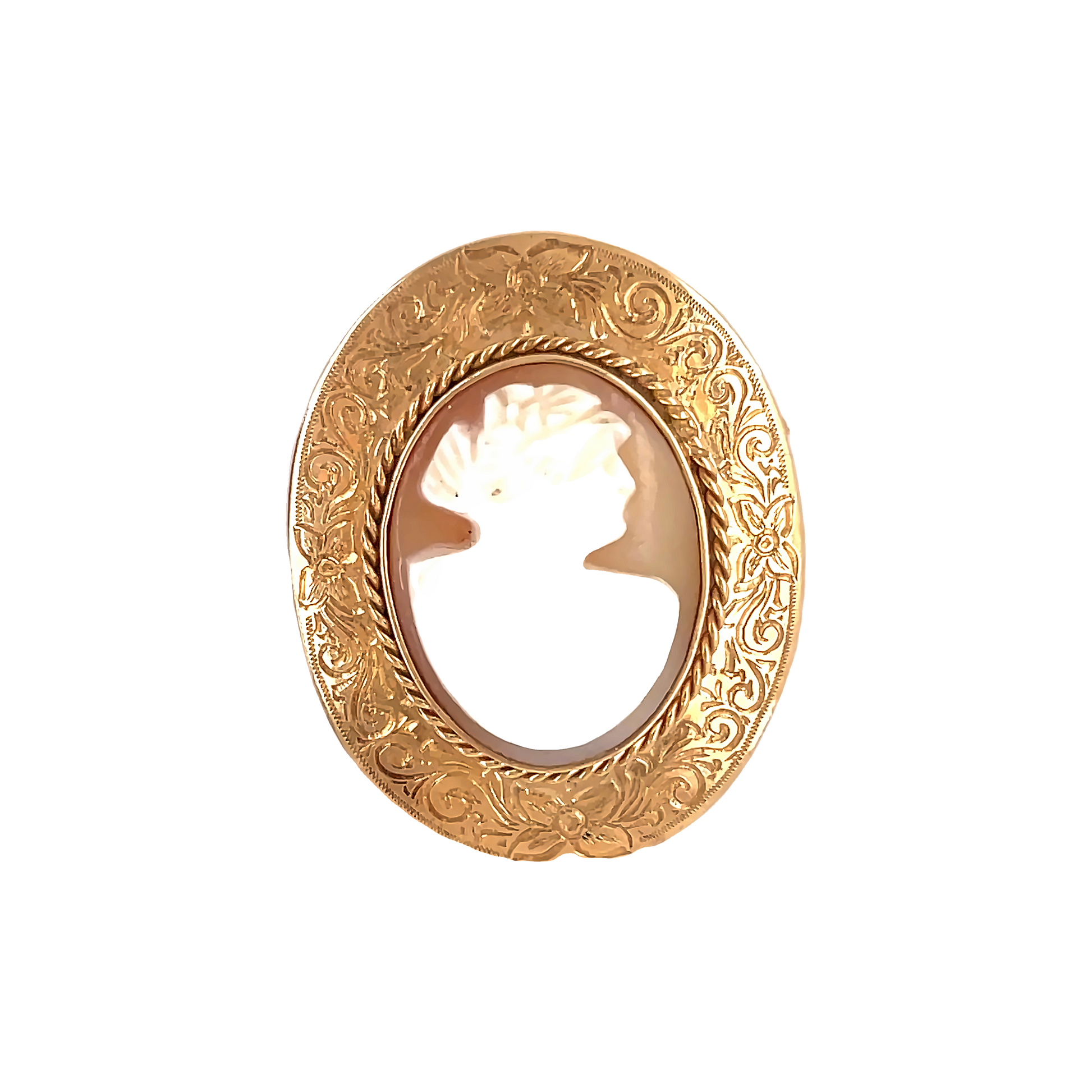 Gold Antique Cameo Brooch Top view 