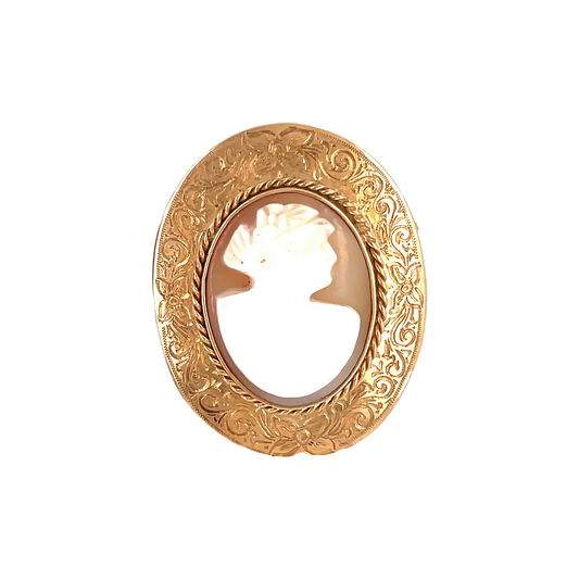 Gold Antique Cameo Brooch Top view 