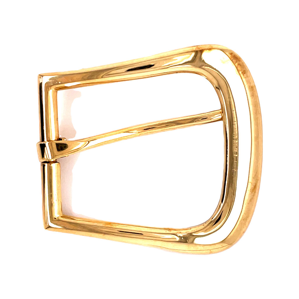 This Tiffany & Co. antique belt buckle (circa 1940) is a classic. It features solid 18k yellow gold and is in great condition. Its timeless design is 1.5" x 1.5" and perfect for both heirloom-quality keepsakes and everyday wear. 