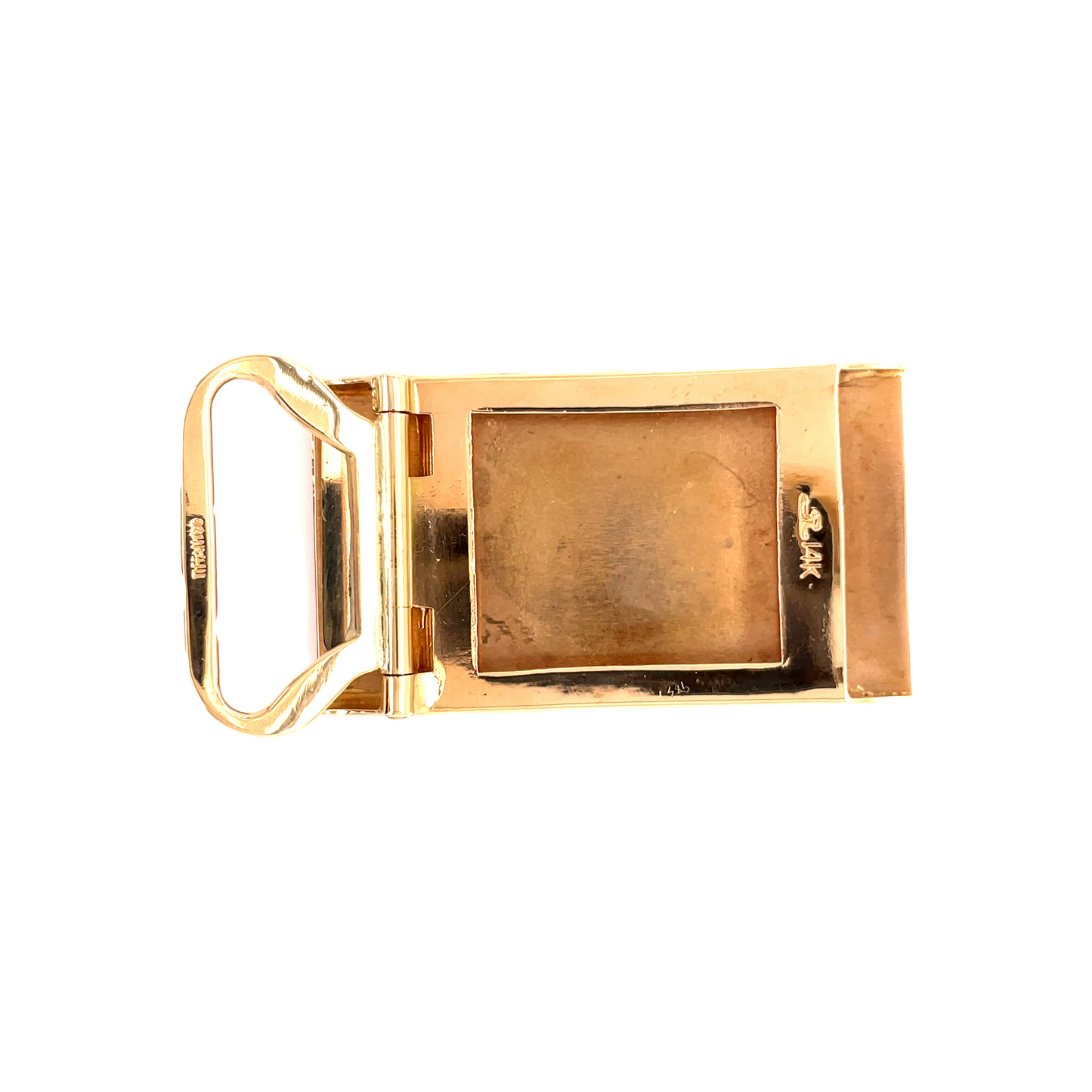 Back view of Estate Jewelry Tiffany & Co Yellow Gold Belt Buckle