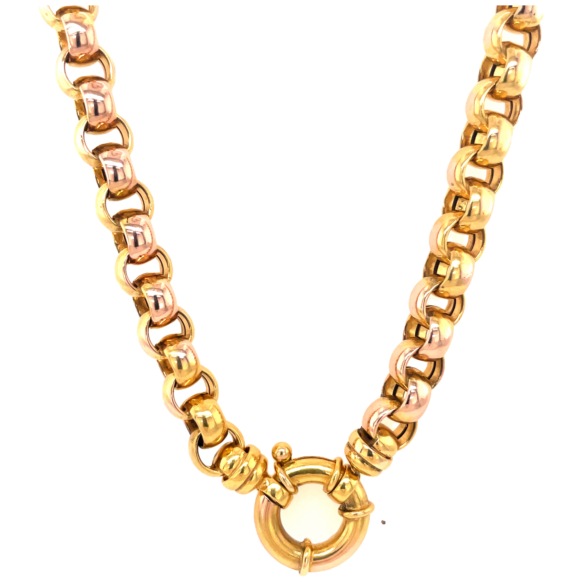 Italian 14K Yellow Gold Open Link with Giant Clasp Front view