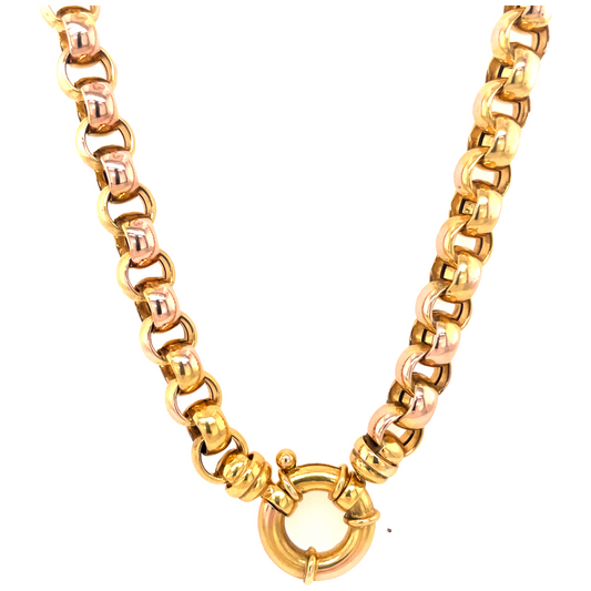 Italian 14K Yellow Gold Open Link with Giant Clasp Front view