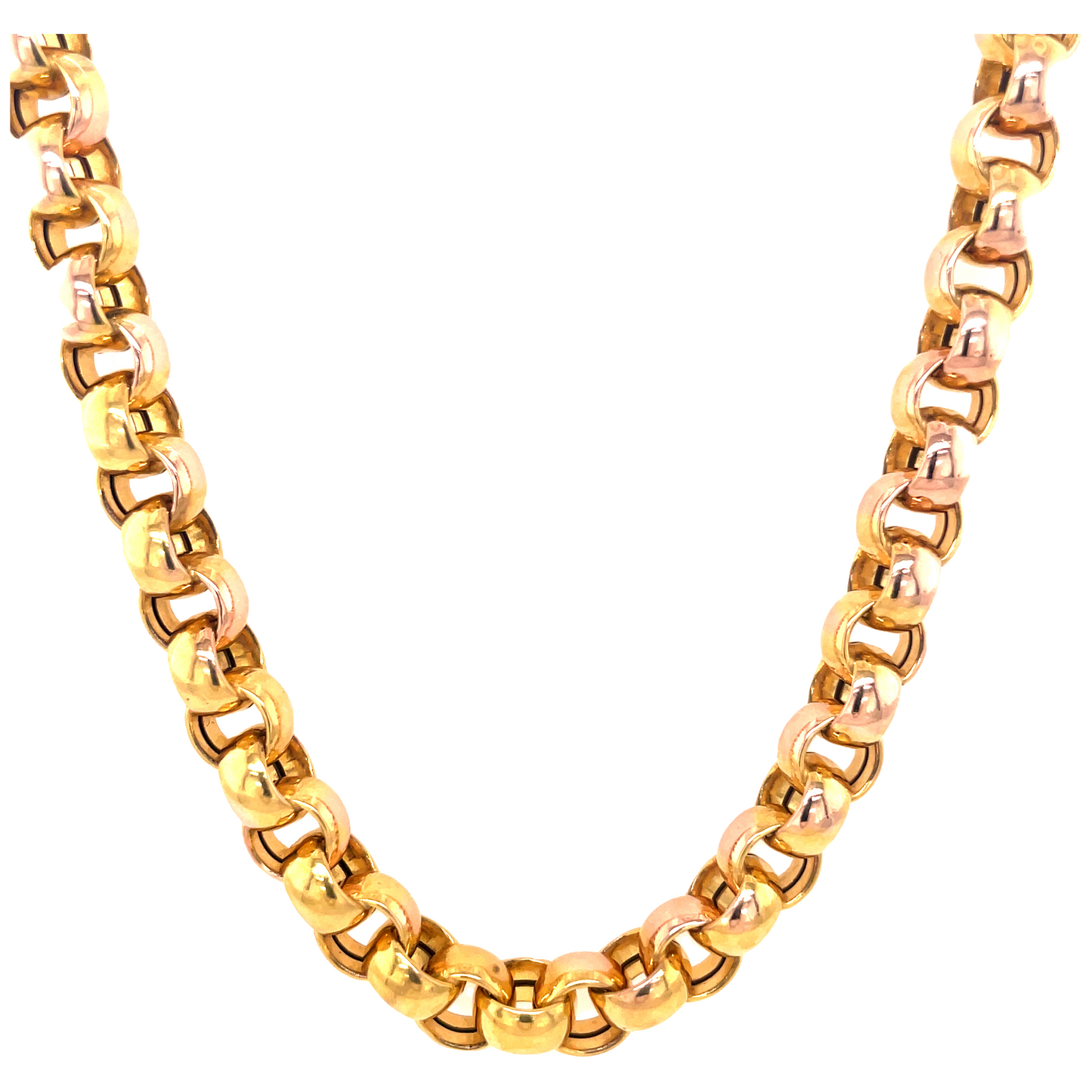 Italian 14K Yellow Gold Open Link with Giant Clasp Front view 
