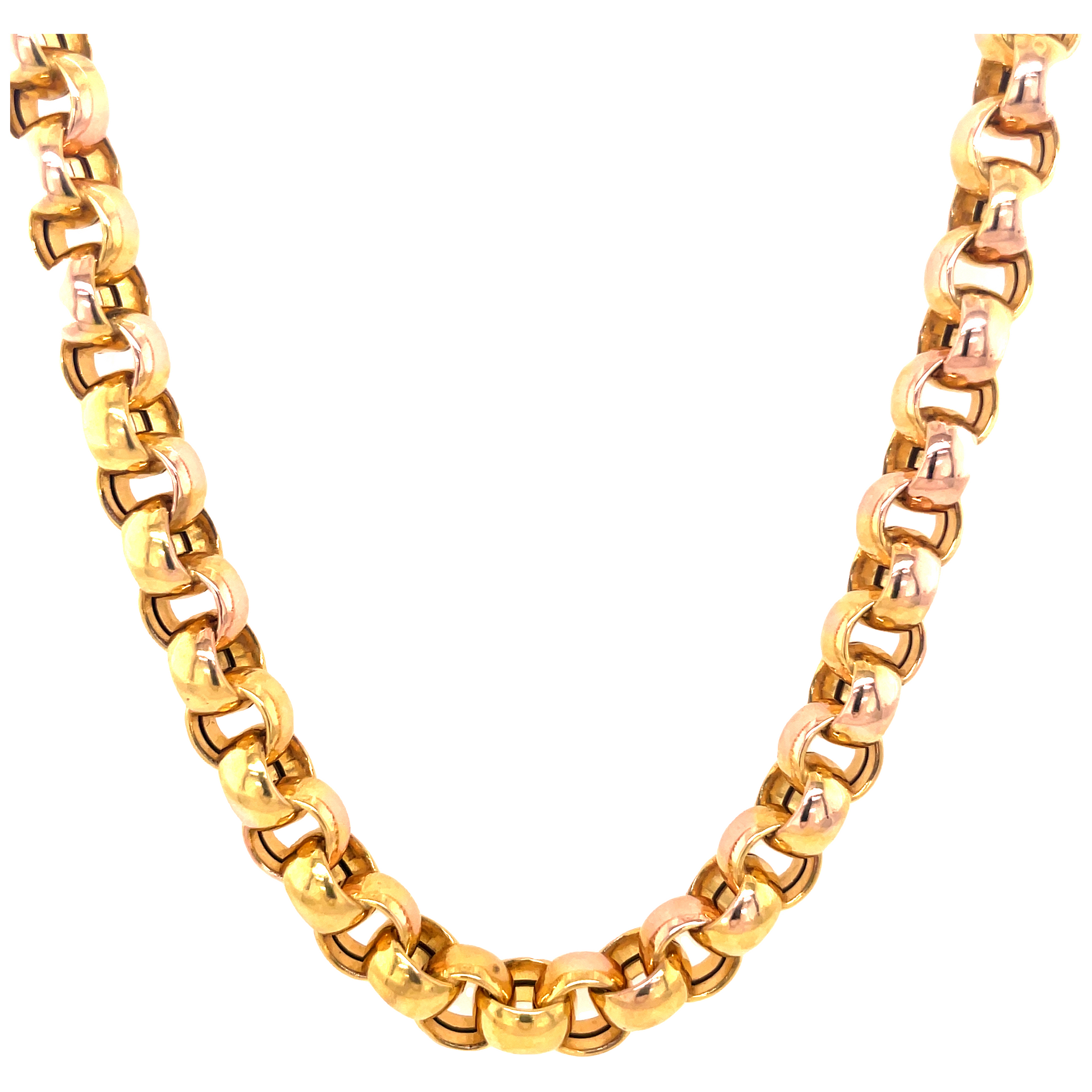 Italian 14K Yellow Gold Open Link with Giant Clasp Front view 