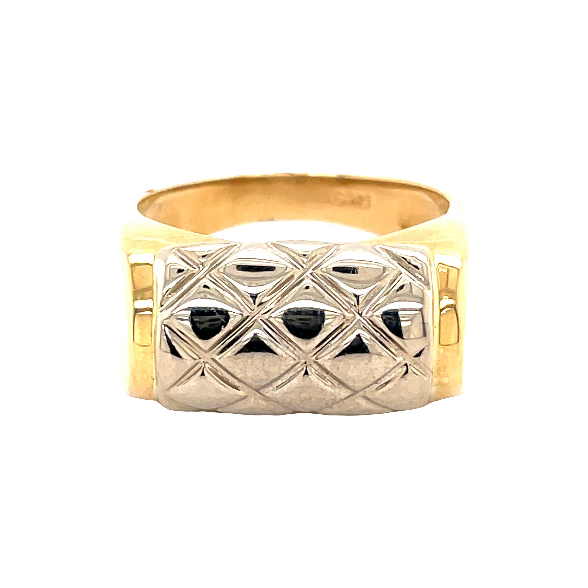 Front view of Estate Jewelry Gents Two Tone Gold Ring