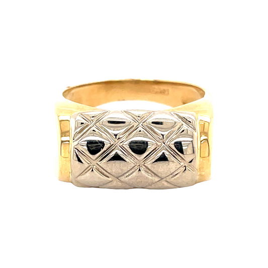 Front view of Estate Jewelry Gents Two Tone Gold Ring