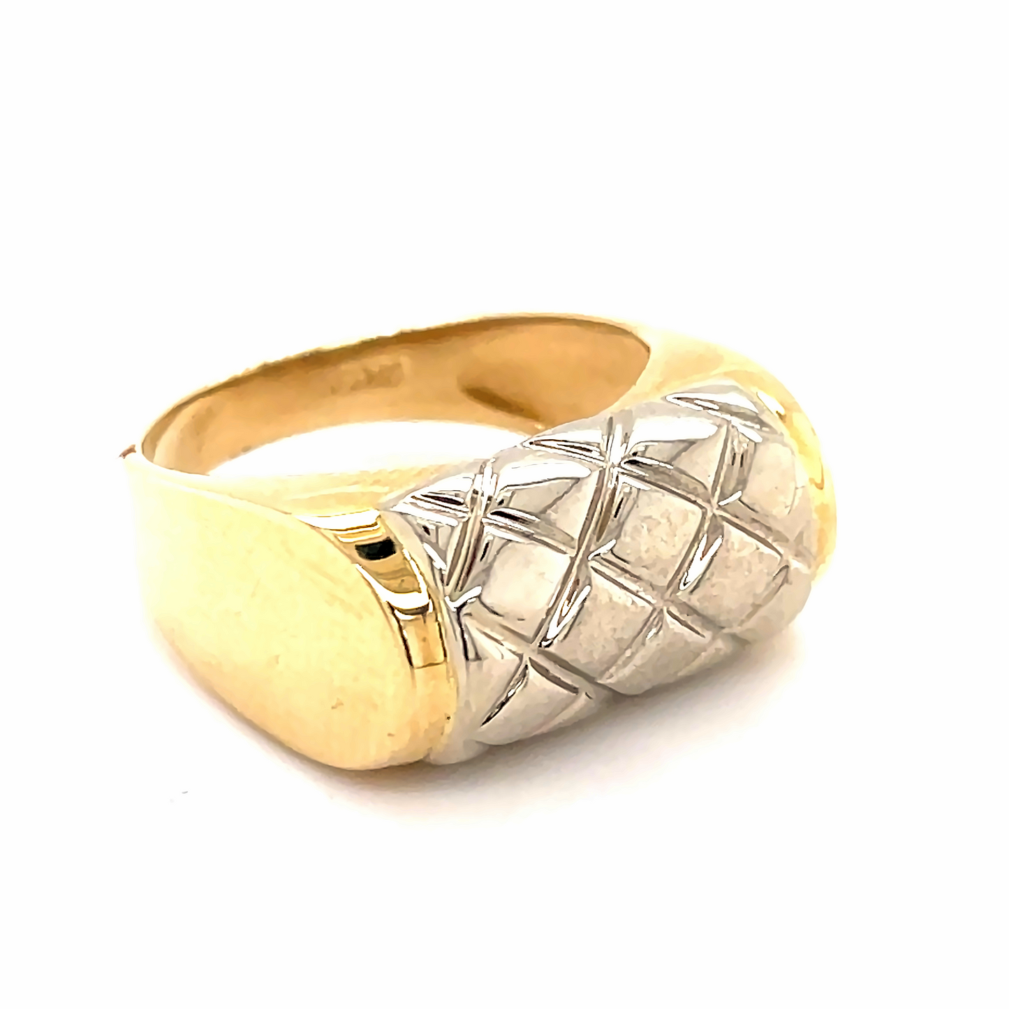 Side view of Estate Jewelry Gents Two Tone Gold Ring
