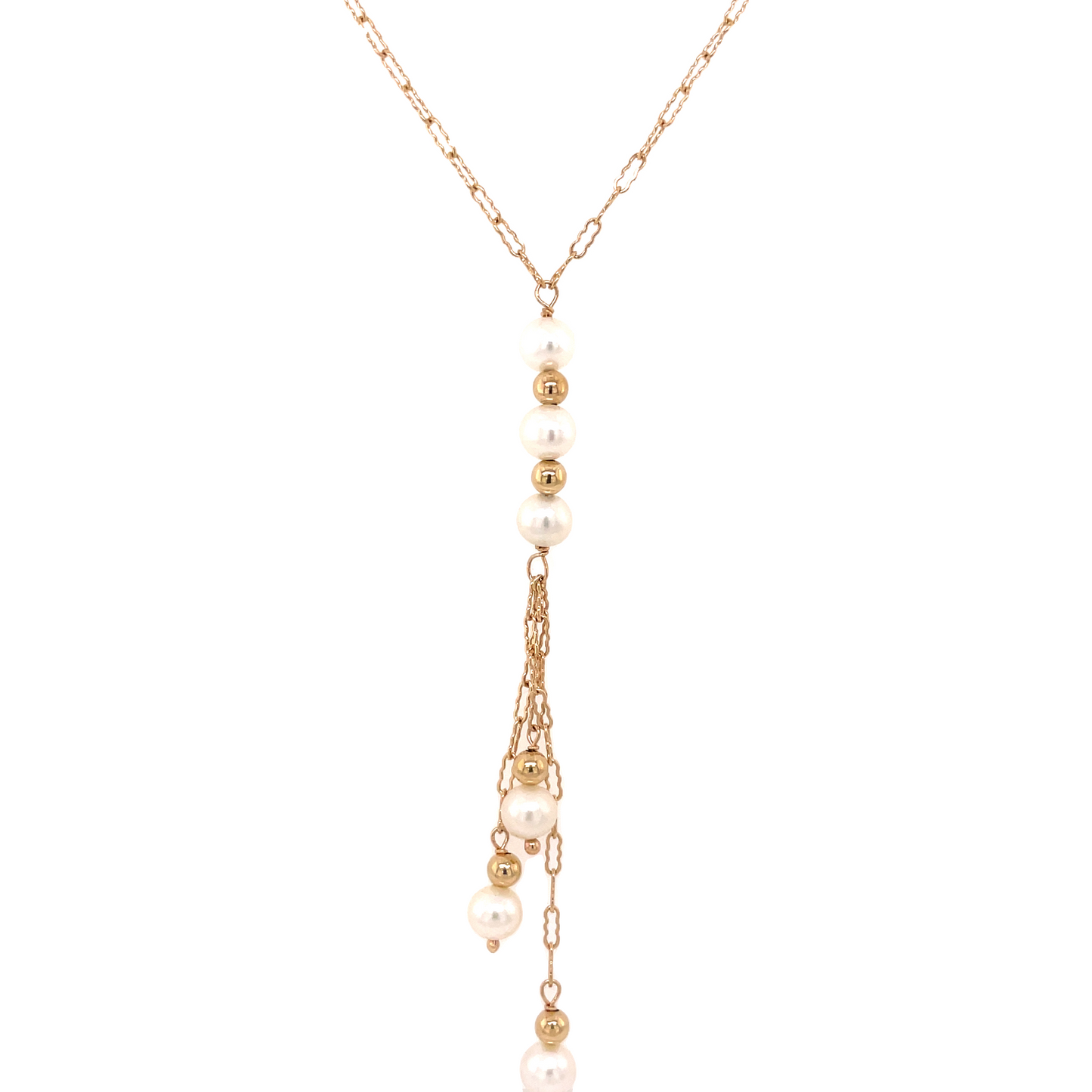 Front view of Estate Jewelry Fresh Water Pearl Lariat Necklace
