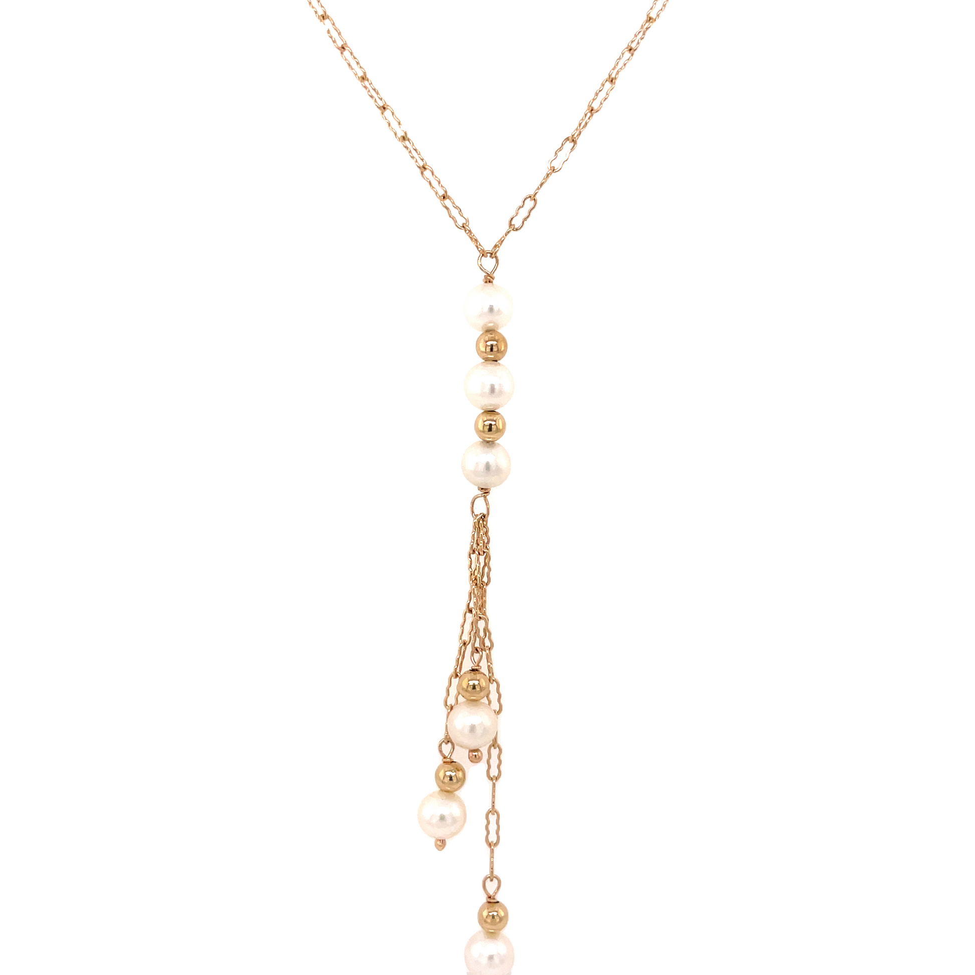 Front view of Estate Jewelry Fresh Water Pearl Lariat Necklace