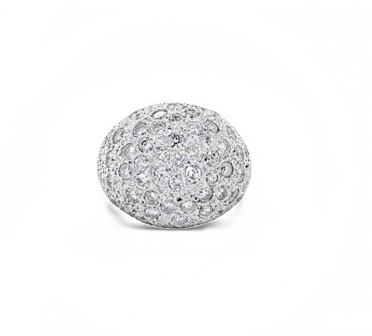 Diamond Pave Dome Ball Ring Front view