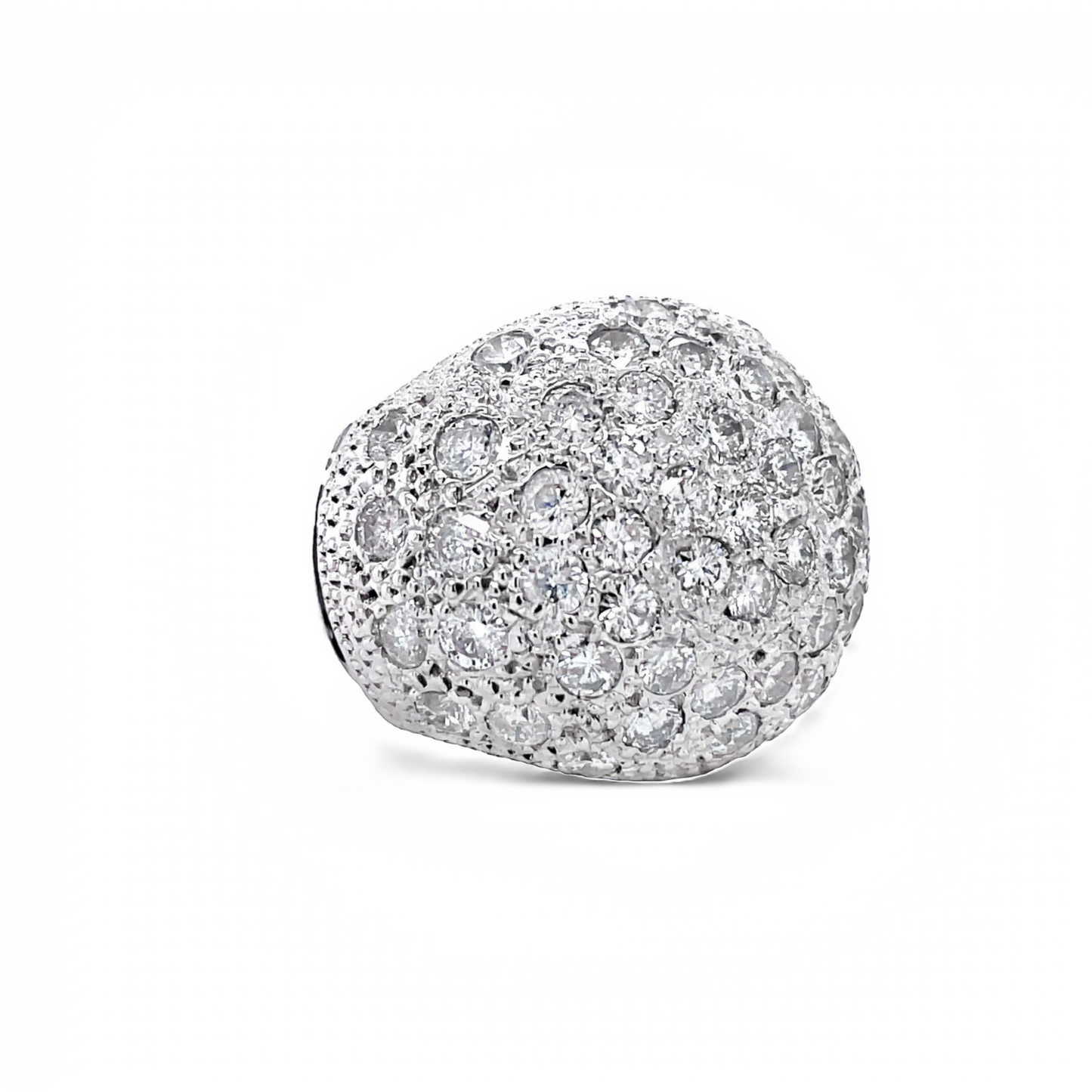 Diamond Pave Dome Ball Ring Side view 