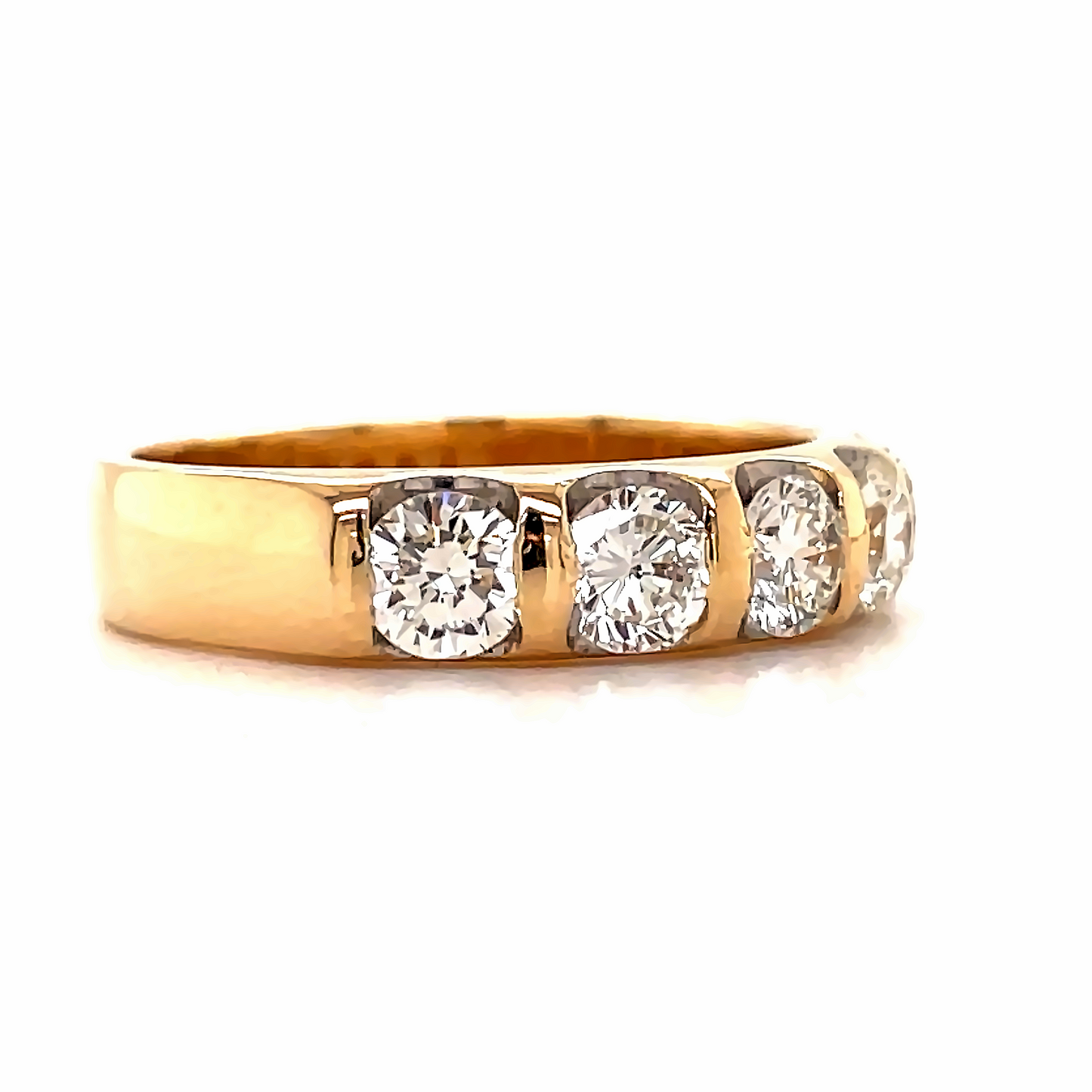 Side view of 14k Yellow Gold Five Diamond Anniversary Ring 1.00 cts