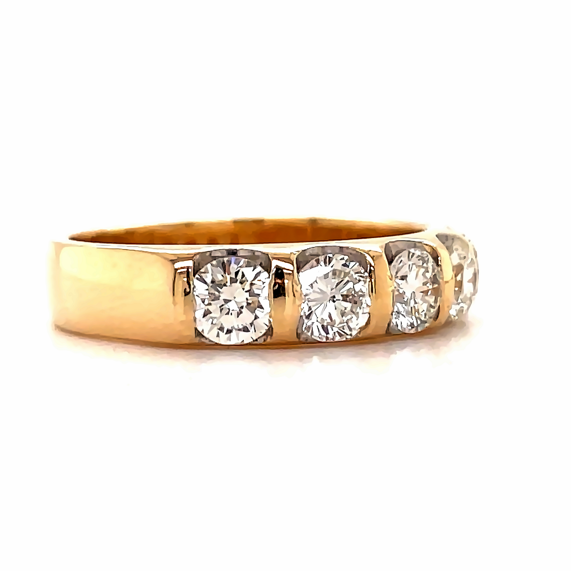 Side view of 14k Yellow Gold Five Diamond Anniversary Ring 1.00 cts