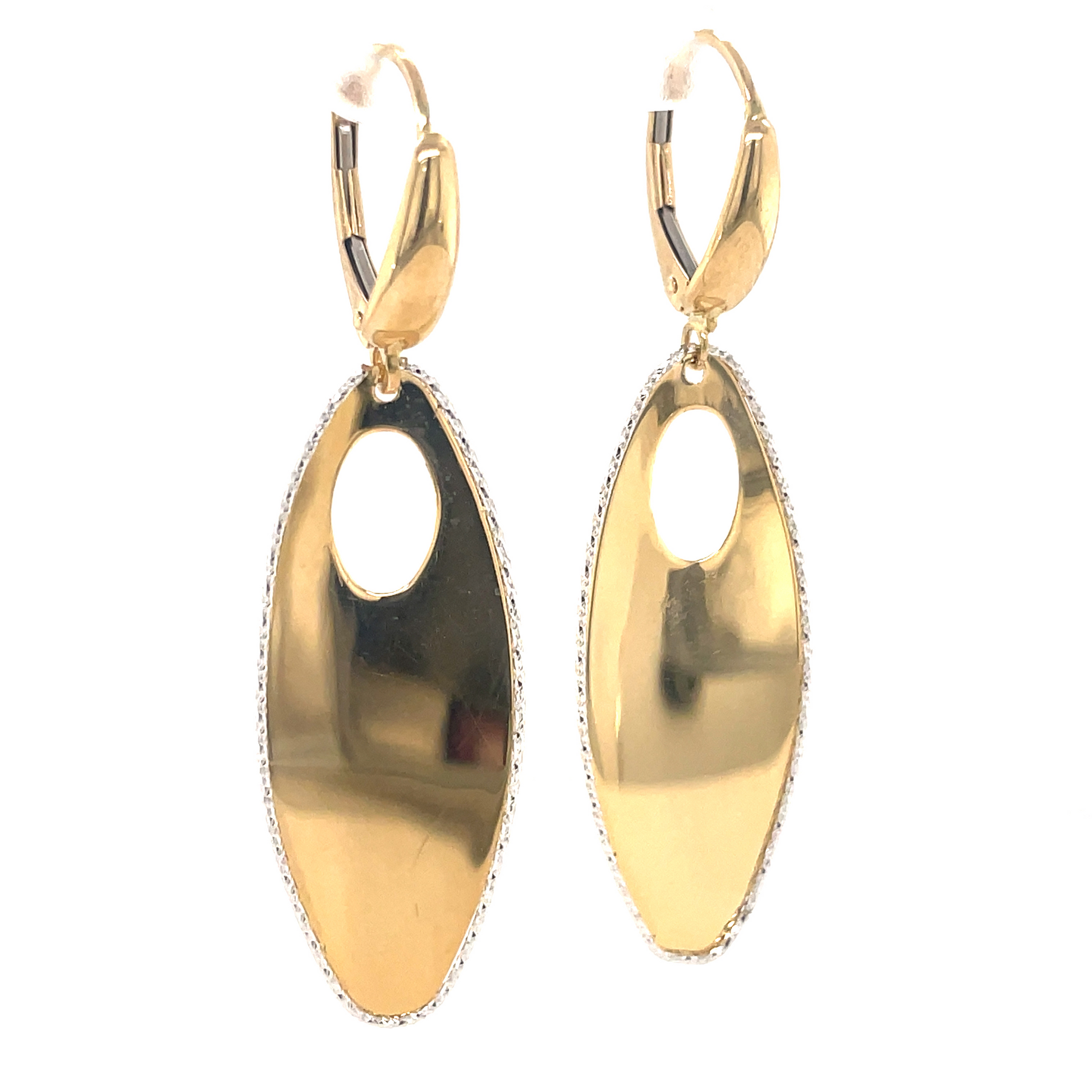 Italian Made Stylish Oval Lightweight Earrings Side view