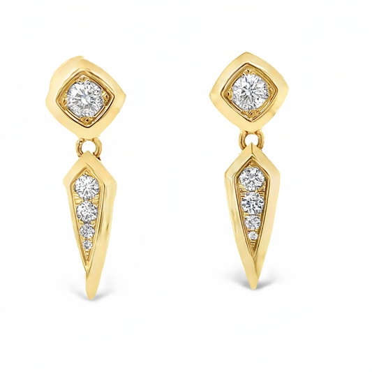 Diamond Geometric Drop Diamond Earrings Front view 
