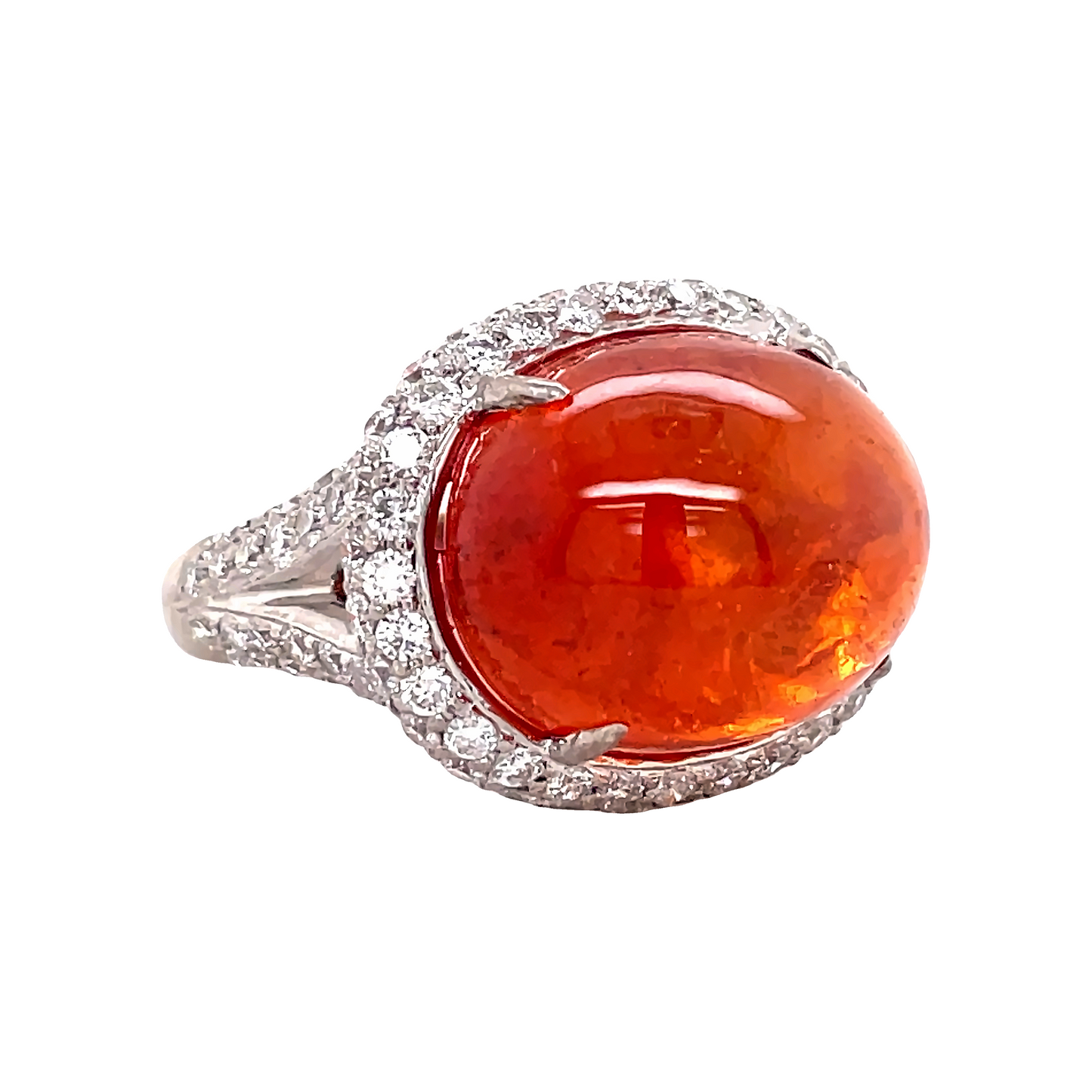Cabochon Fire Mexican Opal Diamond Fashion Ring Side view 