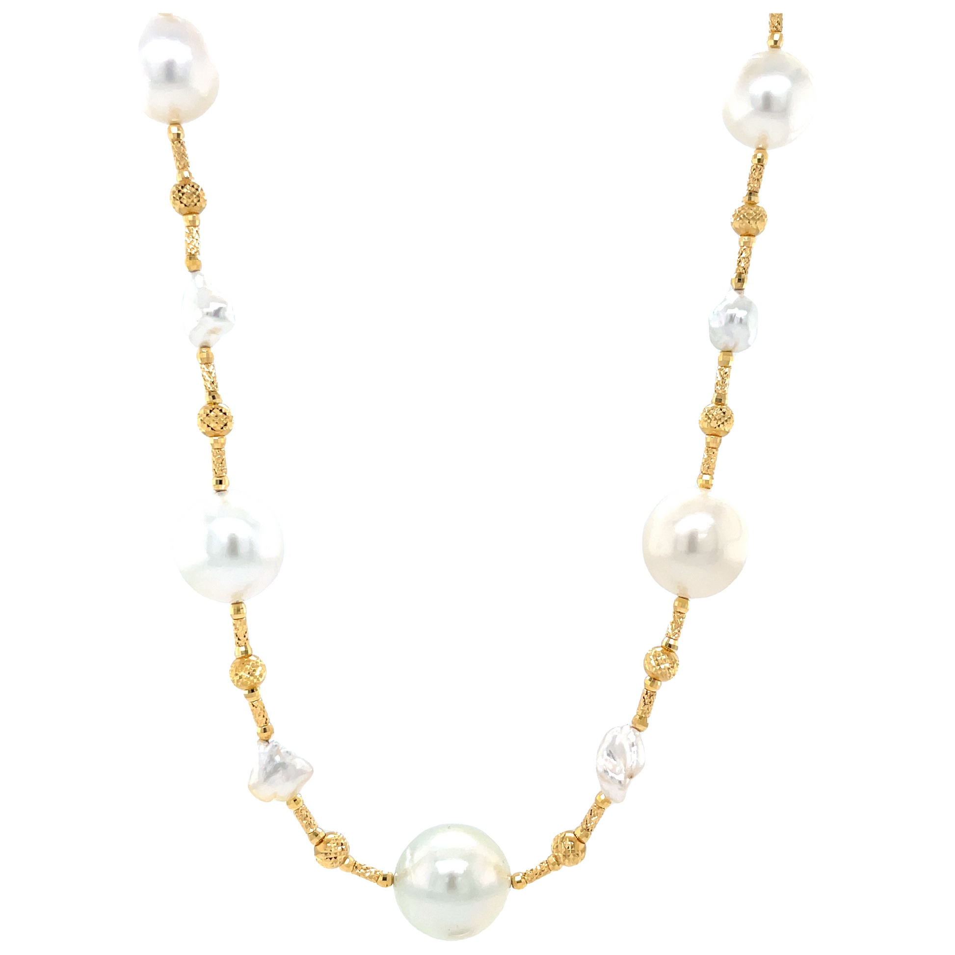 Large South Sea & Keshi Pearl Necklace Front view 
