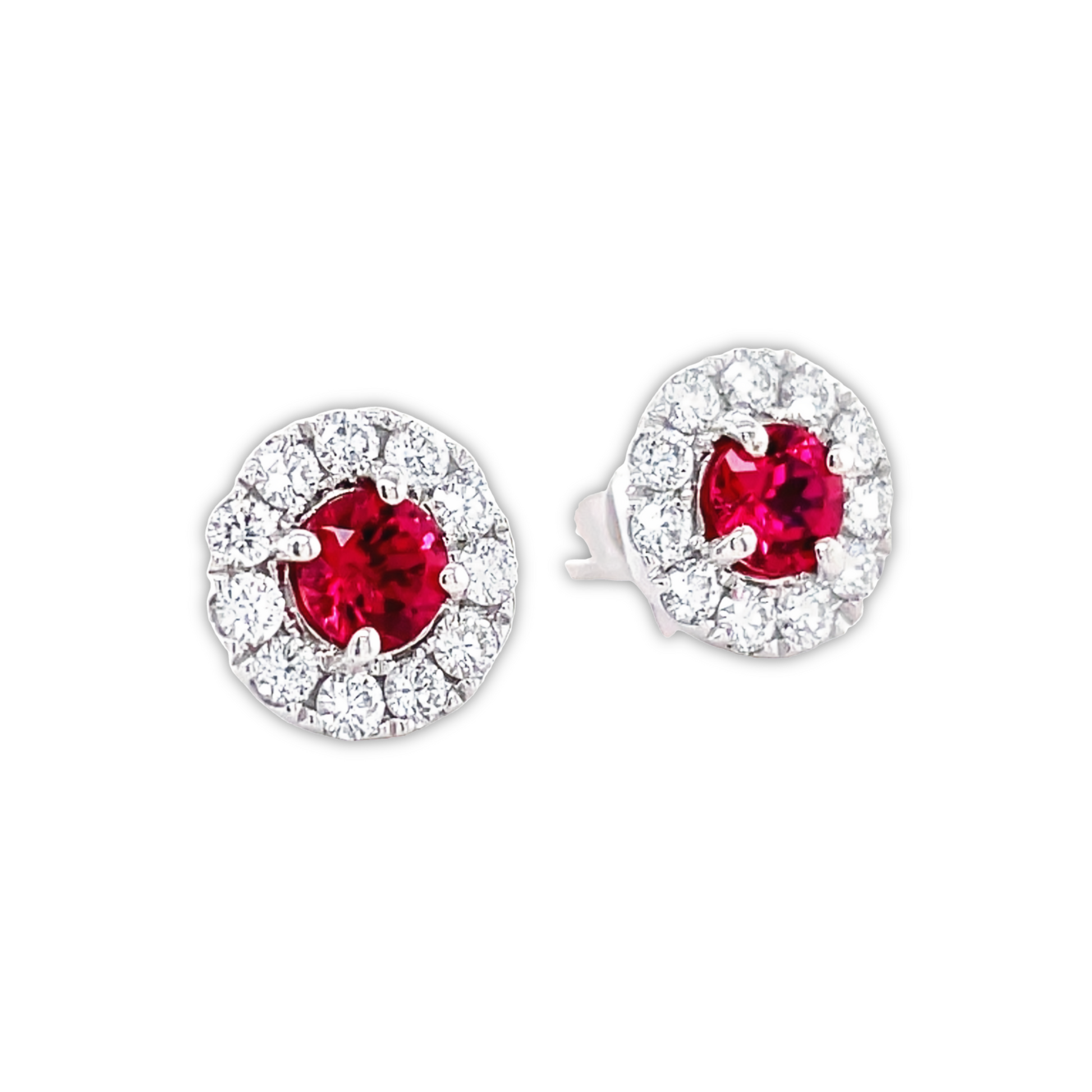 Side view of 18k White Gold Large Tourmaline & Diamond Stud Earrings