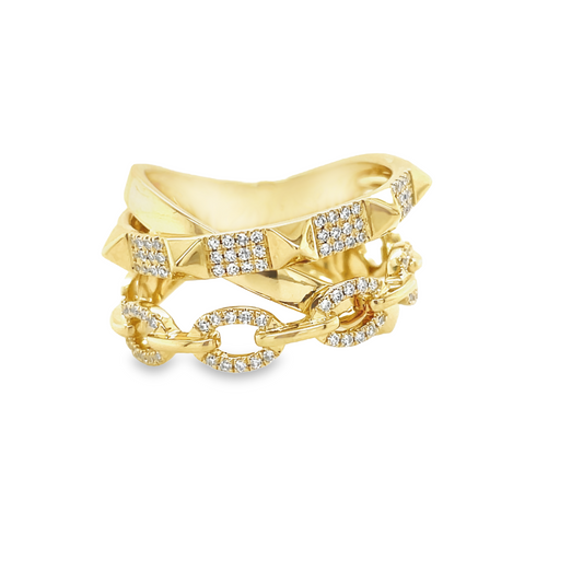 Cross Over Diamond Fashion Ring Top view 