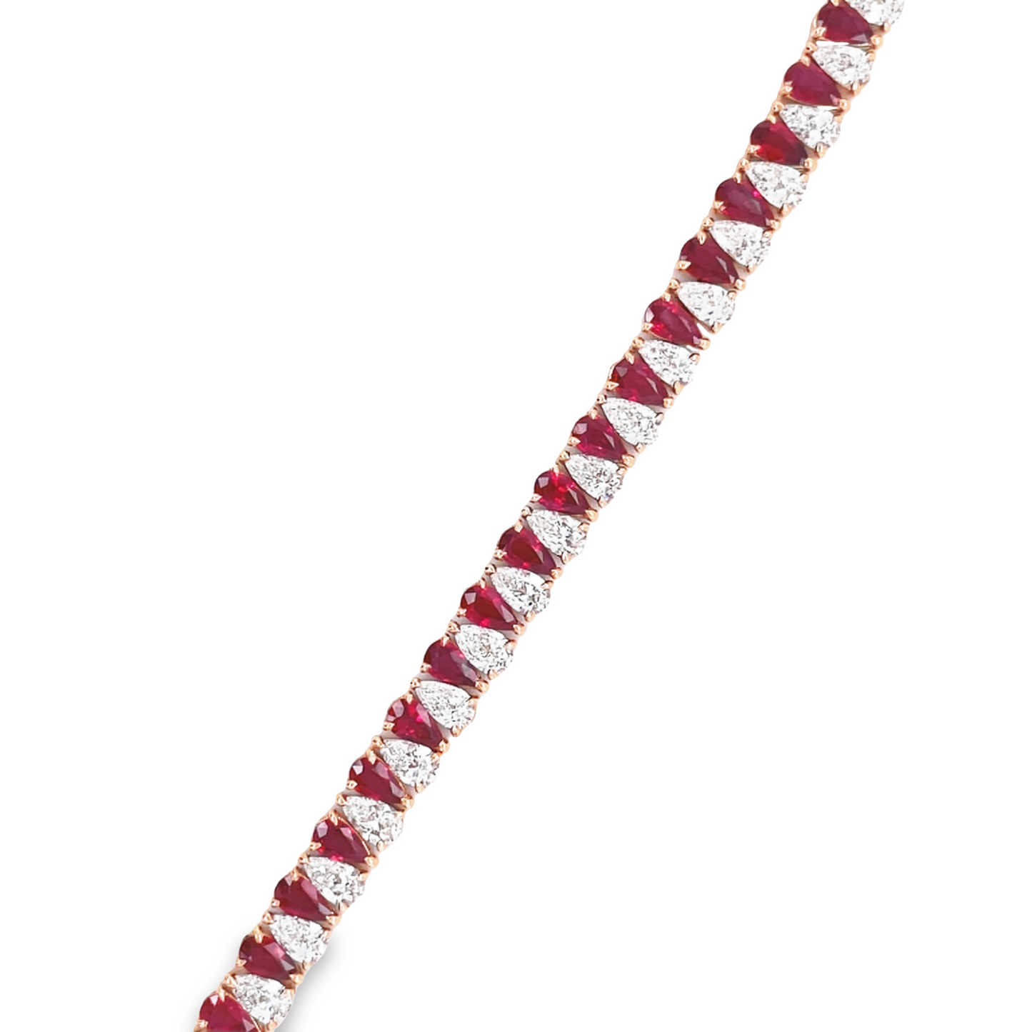 Fine Diamond & Ruby Pear Shape Bracelet Top view 