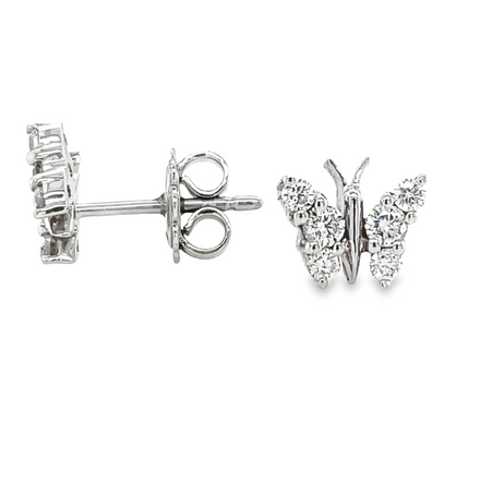 Just adorable  Diamond Butterfly Earrings  Round diamonds 0.31 cts  Set in 18 white gold  8.50 x 8.00 mm   Secure friction backs 