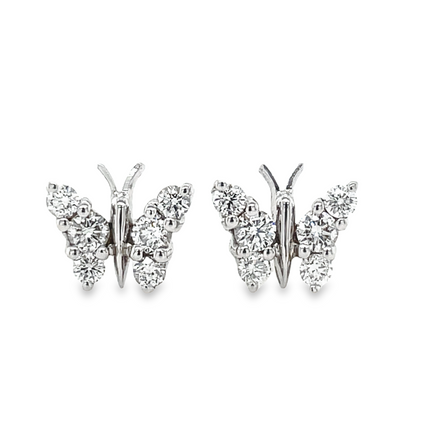 Just adorable  Diamond Butterfly Earrings  Round diamonds 0.31 cts  Set in 18 white gold  8.50 x 8.00 mm   Secure friction backs 