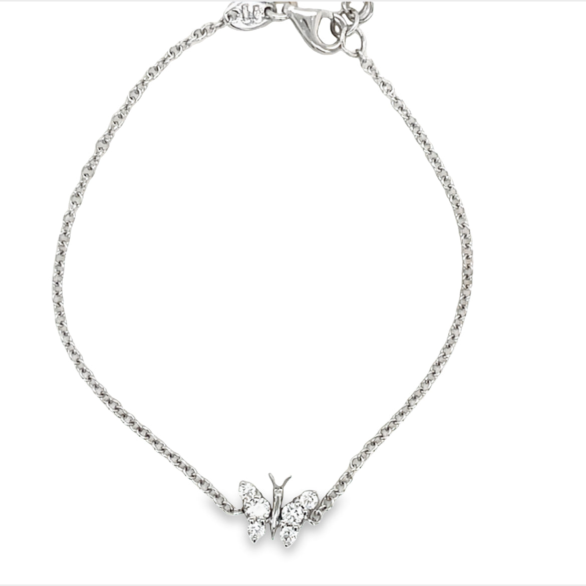 Diamond Butterfly Bracelet Top view clasp fastened
