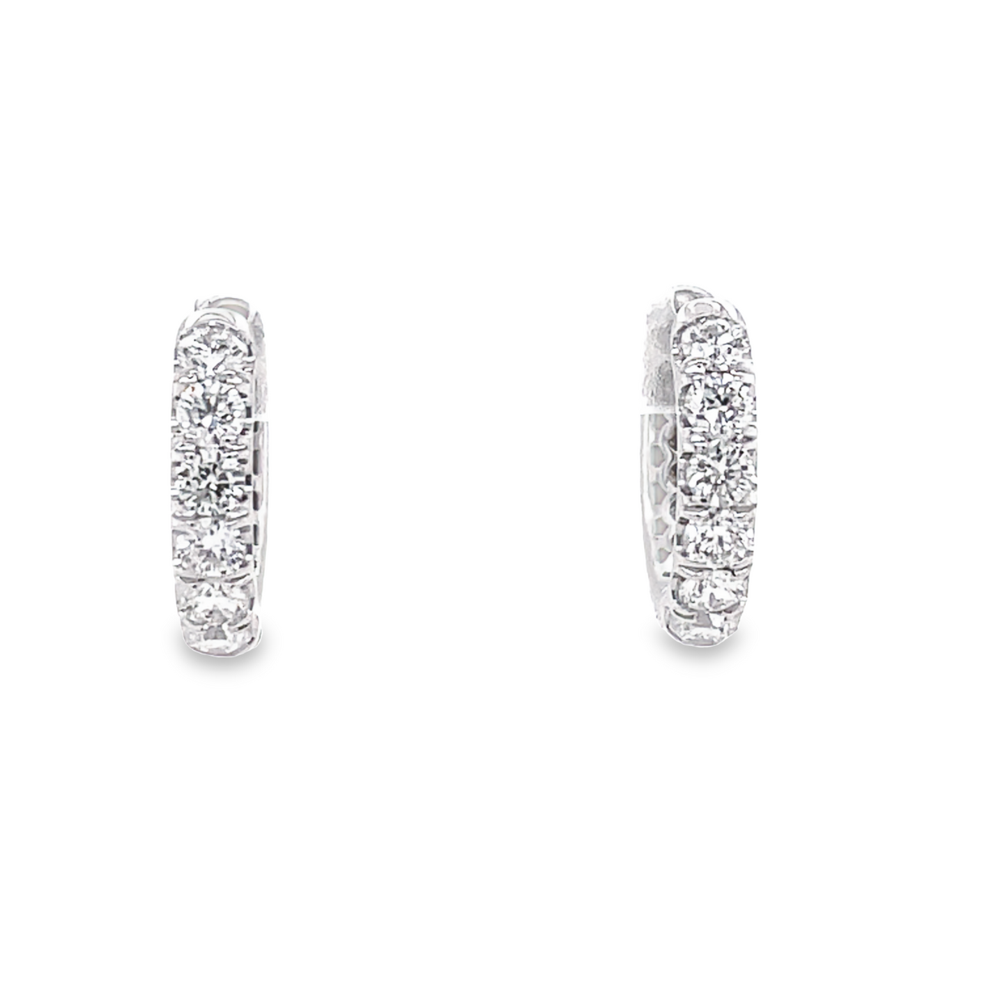 Diamond Huggie White Gold Earrings 0.63 CTS Front view