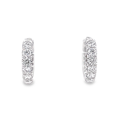 Diamond Huggie White Gold Earrings 0.63 CTS Front view